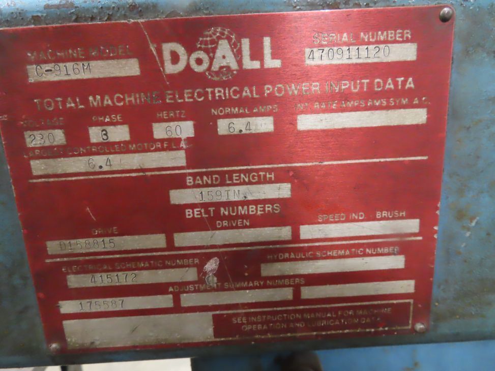 1991 DOALL C-916M Saws | MD Equipment Services LLC