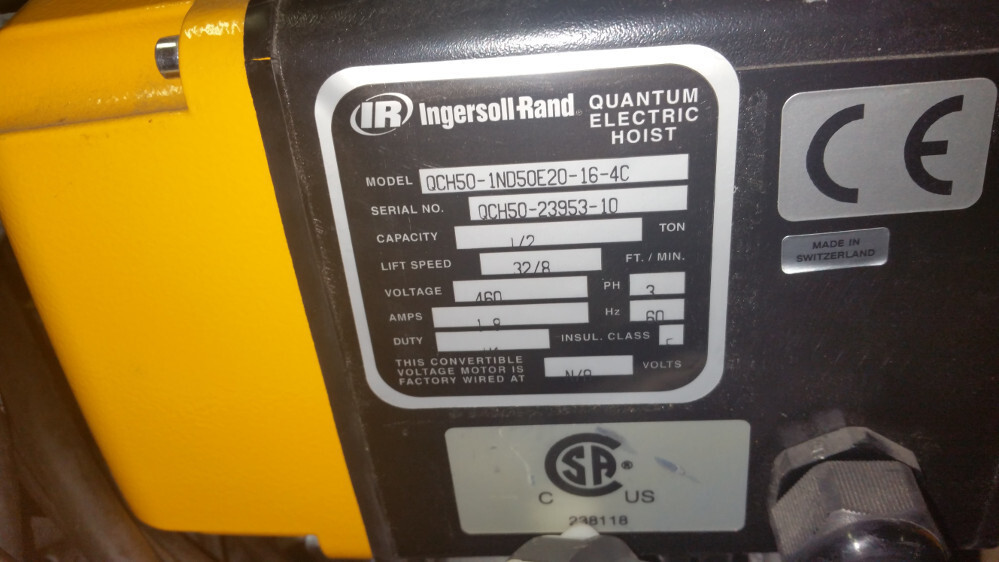 INGERSOLL-RAND QCH50-1ND50E20 Material Handling | MD Equipment Services LLC
